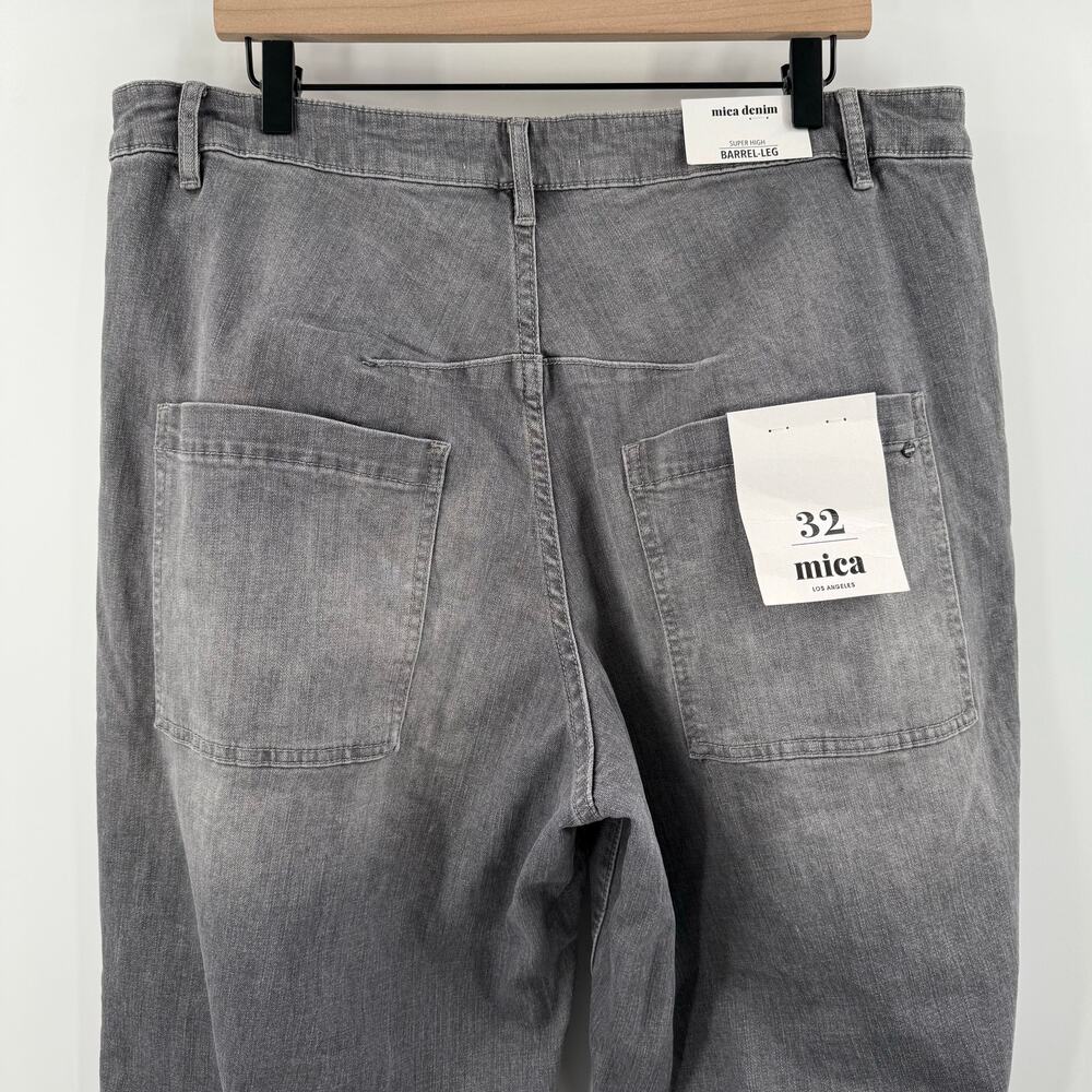 Mica Barrel Jeans Women’s Size 32 NWT Denim Super High Wide Leg Ankle Jeans Gray - Picture 13 of 16